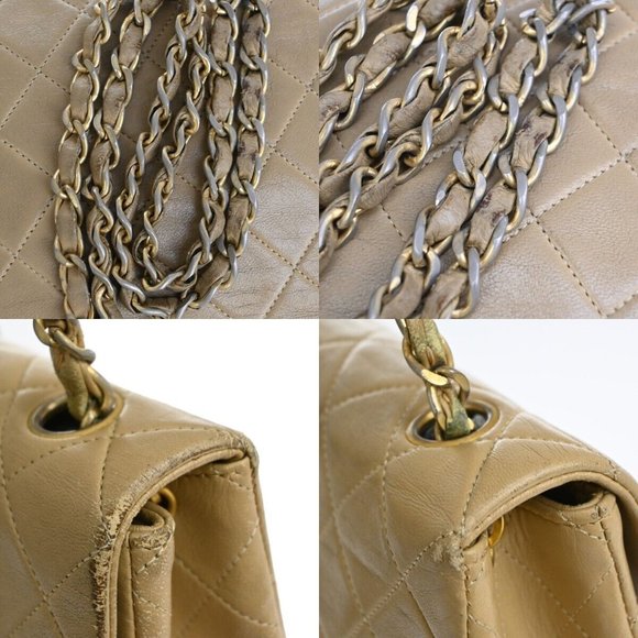 CHANEL CC Mini Matelasse Chain Shoulder Bag Leather Beige GHW Vintage 361RJ241 - Picture 8 of 15